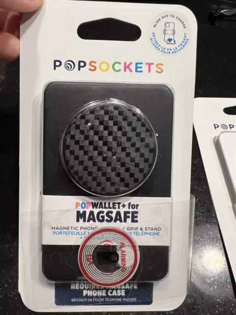 PopSockets Popwallet Plus MagSafe Black Carbon Fiber Weave Pop Socket Pop  Wallet