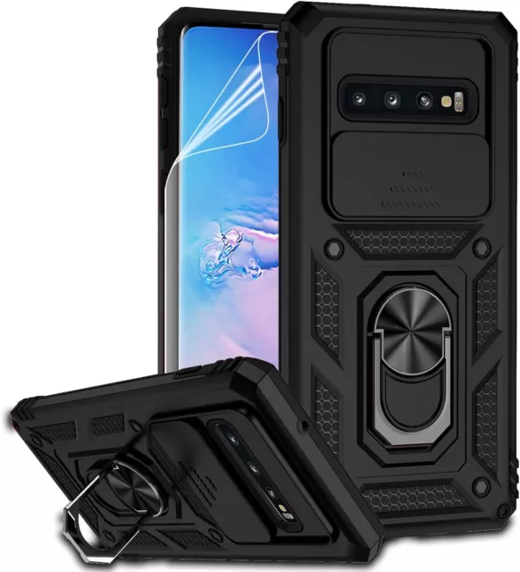 For Samsung Galaxy S10 Plus Case Heavy Duty Shockproof Ring Stand Phone Cover
