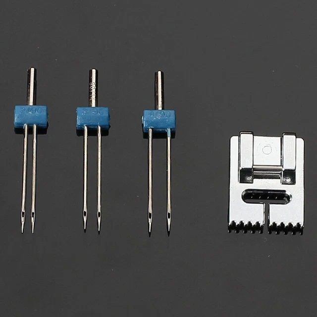 Prensa de coser pie FeJO con agujas dobles y arrugadas de 9 ranuras tamaño 2/3/4 mm