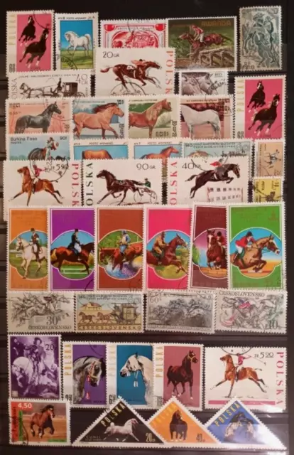 Lot de 41 Timbres Thématique "Chevaux" (THE 517)