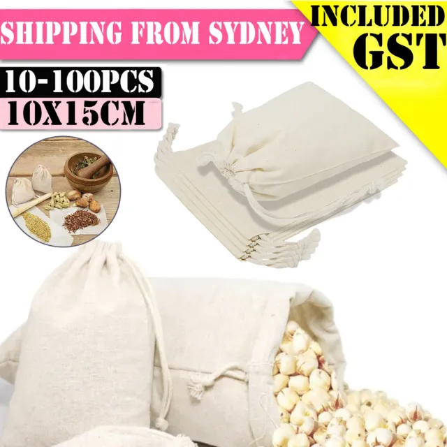 10-100pcs Drawstring Bags Cotton Storage Bag Bread Ham Food Gifts Bag 10cmx15cm