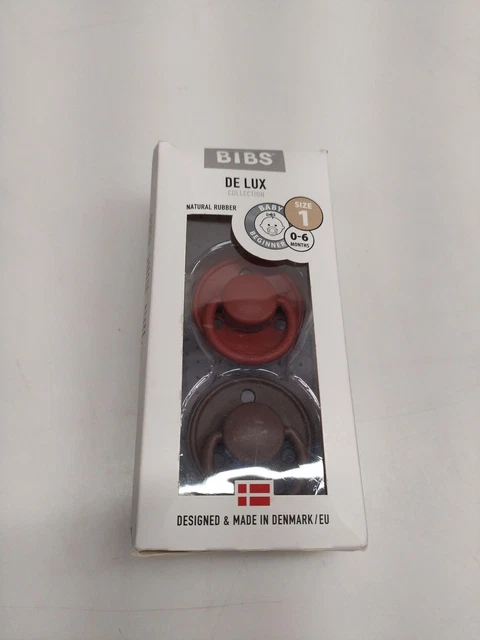 Chupete BIBS De Lux paquete de 2, libre de BPA, pezón en forma de cereza. Caucho natural/tardío