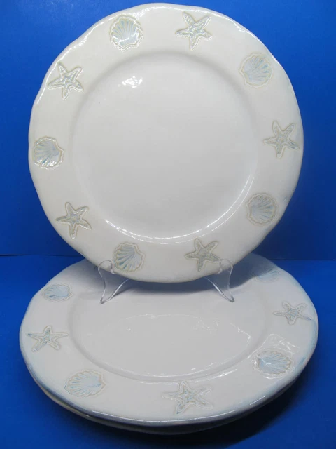 Home Studio Shoreline Collection Set Of Three 11" Dinner Plates VGC