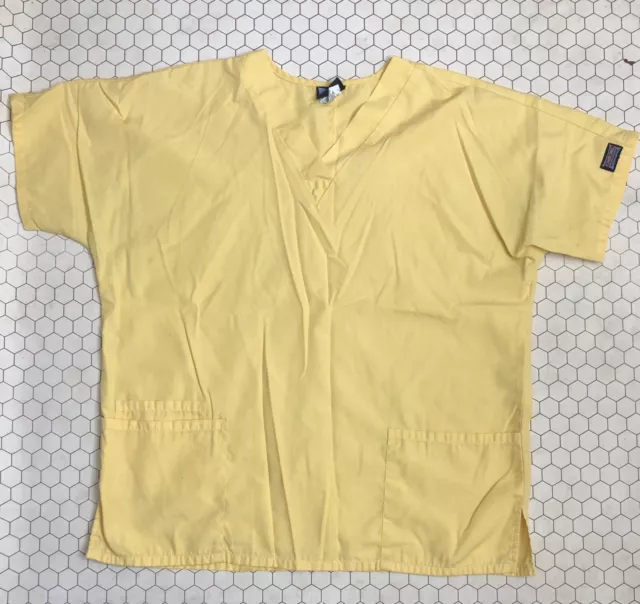 Cheroke Workwear Light Yellow Medium 4 Tops & 3 Bottoms Long Scrubs Great Cond.
