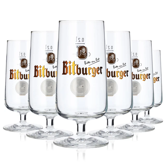 6x Bitburger Bier Glas 0,4l Pokal Rastal Retro Gläser Pils