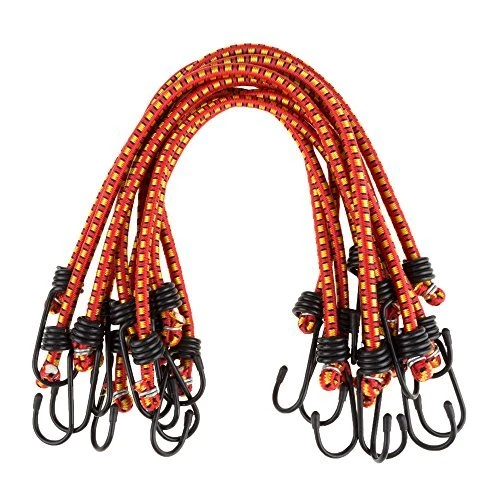 Bungee Cords - 10-Pack Virgin Rubber 18-Inch Cordage with Heavy-Duty Vinyl-Co...