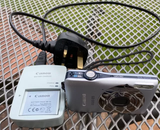 Canon Digital IXUS 105 12.1MP Compact Camera Silver Tested with Battery&Charger
