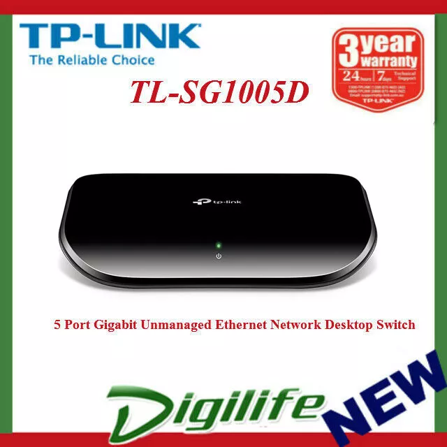 TP-Link TL-SG1005D 5 Port Gigabit Desktop Switch 10/100/1000 Mbps