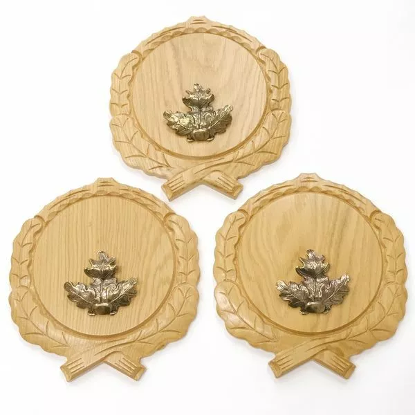 3 Pieza Keilerschilder Tallado Roble Claro Af 17,5 CM Con Hojas de Roble