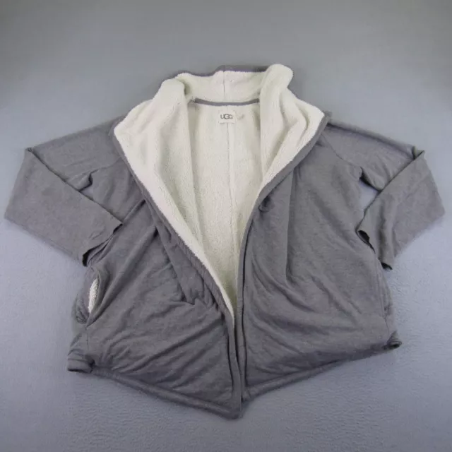 UGG Sweater Womens Extra Large Gray Sherpa Fleece Open Jacket Coat Pockets
