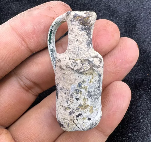 Rare Ancient Old Roman Glass Very Antique Small Medicine Bottle With Pathania