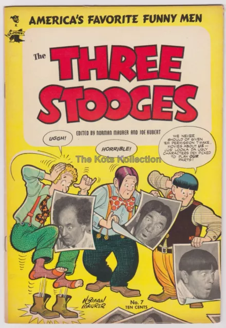 THREE STOOGES-Comic #7 St. John-Shemp Moe Larry-Norman Maurer/Kubert-1954-F-VF