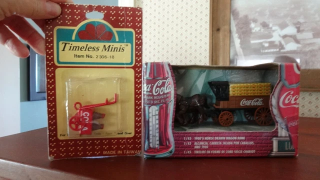 NIB 1999 Coca-Cola Die Cast Metal 1900's Horse Drawn Wagon Bank /Miniature Cart