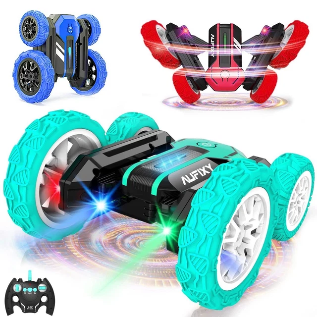 KIDS REMOTE CONTROL Stunt Car Rechargeable Lightup LED 360 RC Stunt Car ...