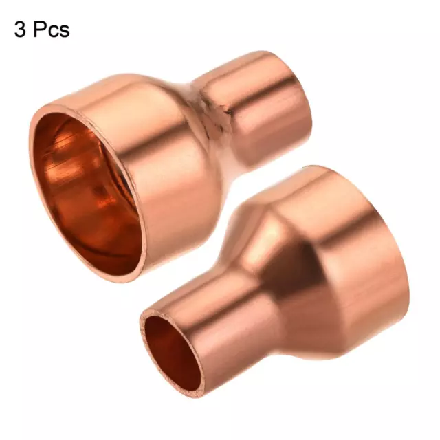 Copper Reducing Coupling Fitting with Sweat End, 1/2 x 1 Inch ID, Pack of 3 3