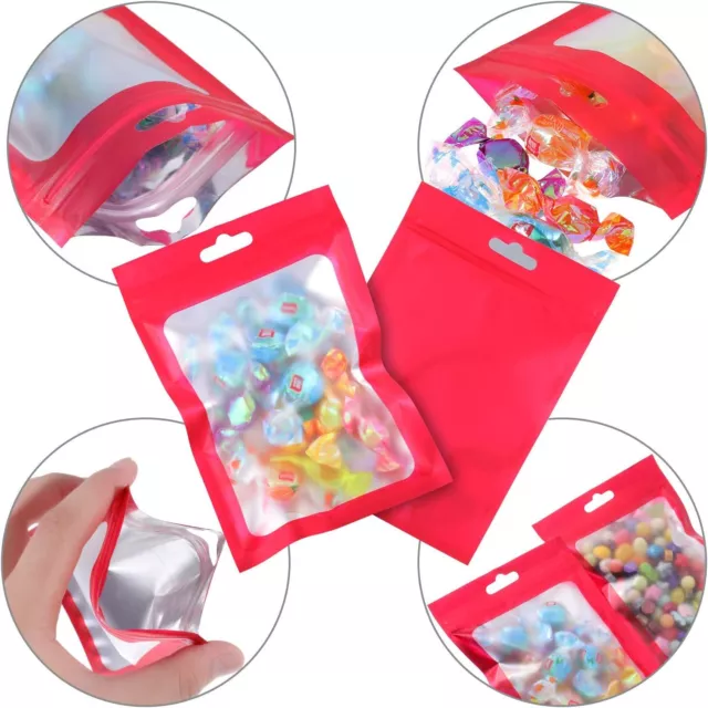 Rotes Fenster Mylar Grip Seal Taschen Reissverschluss Flache Tasche Für Geschenkverpackung 3