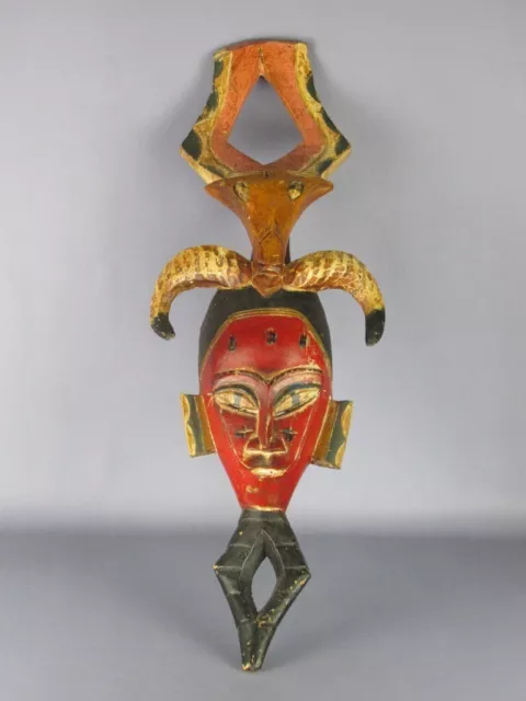 Maschera Africana legno Tribù vintage dipinto figura ornamentale da parete
