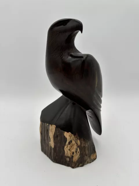 HANDMADE Large Dark Brown Hawk/Eagle/Bird Carved Wood Figurine