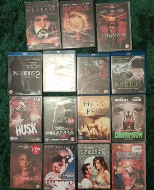 15 X Blu Ray DVD Horror Cult Films Bundle Collection