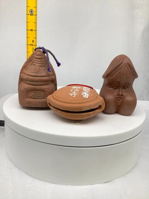 Japanese Clay Bell Pottery Dorei Asian Antiques Buddha Sole 16.8x6.3x8.4cm
