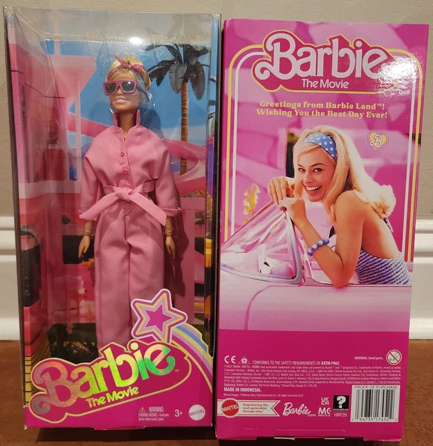POUPÉE BARBIE THE Movie Margot Robbie avec robe Gingham rose et blanc