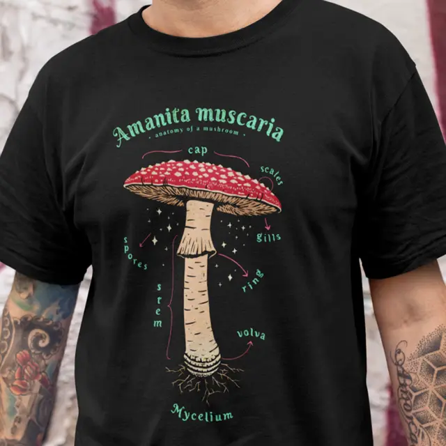 Vintage Red Psychedelic Mushroom Anatomy T Shirt Unisex Shirt For Men Women Tee