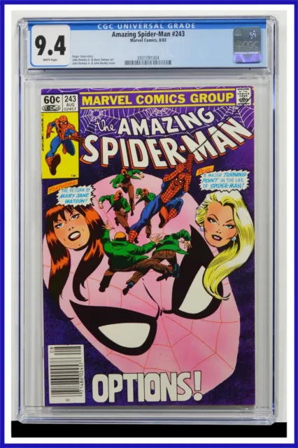 Amazing Spider-Man #243 CGC Graded 9.4 Marvel 1983 Newsstand Edition Comic Book.
