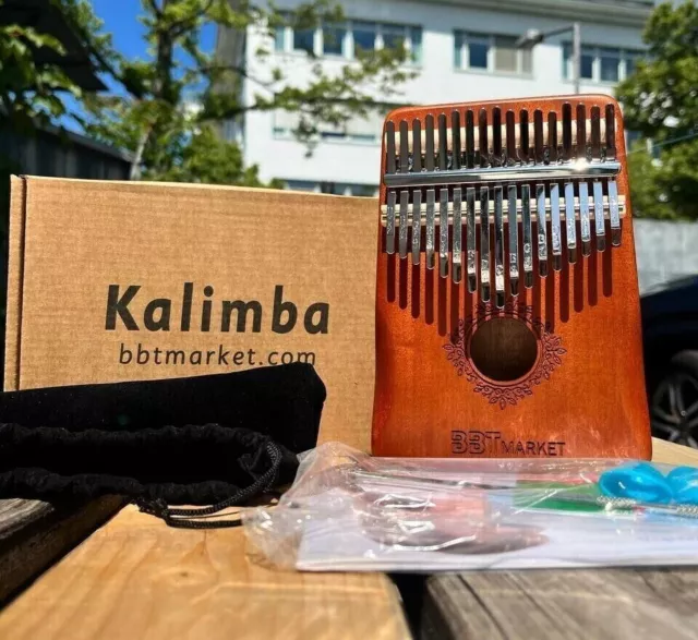 17 Tasten Kalimba Daumenklavi Thumb Piano Finger Tastatur Musikinstrument+Halter