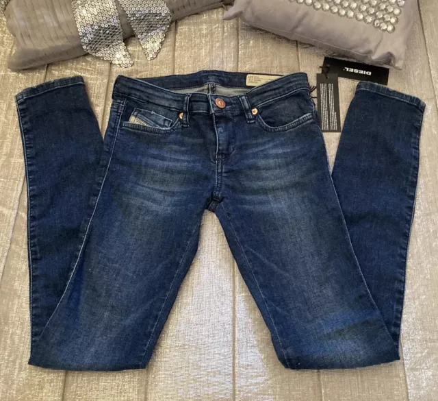 Jeans Diesel Kid Blu Super Skinny Età 10 Y Unisex Stretch Slim Skinzee Low J N