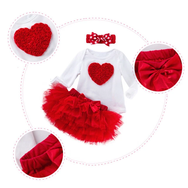 Newborn Baby Girls 1st Birthday Romper Tops Tutu Skirt Outfits Dress Up Clothes