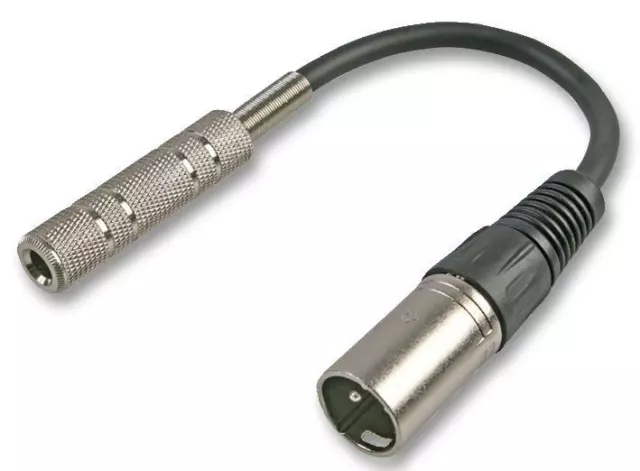 XLR to Jack Adapter 1/4 Inch Mono 6.35mm Socket to 3 Pin XLR Male Plug Lead 20cm