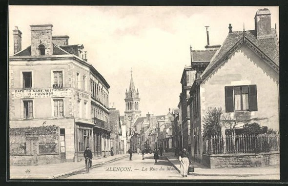 CPA Alencon, La Rue du Mans, Cafe du Mans