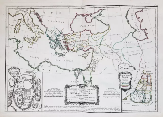 Orient Asia Israel Jerusalem Holy Land Cyprus Italy map Karte engraving Bonne