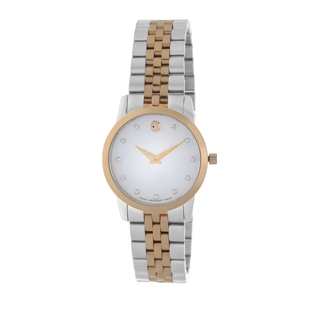 Movado Museum Classic Diamond Two Tone Quartz Ladies Watch 607077, Msrp: $1,295