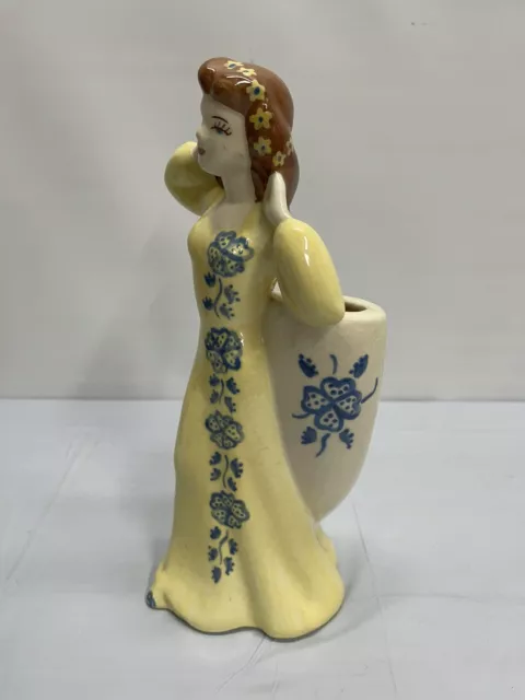 Vintage Weil Ware 1930s 40s California Pottery Young Maiden Lady Vase Decor 11" 3