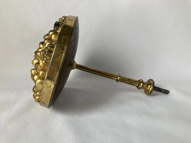 5" Antique Brass Gilt 19th Century Victorian Rosette Curtain Tie Back Hardware 11