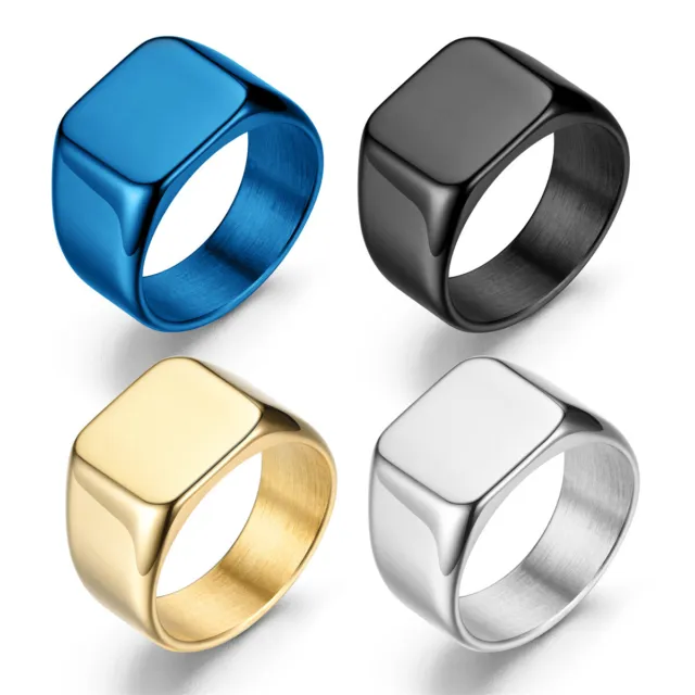 Stainless Steel Ring For Men, Cast Golssy Square Rings for Birthday Gifts