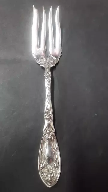 Narcissus Silver Plate Cold Meat Fork  Oxford Silver Plate Co 1908  8 1/4 "