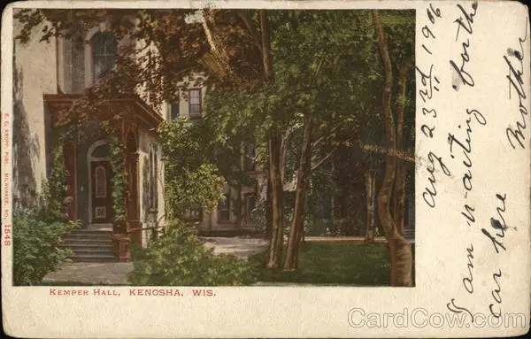 1906 Kenosha,WI Kemper Hall Kropp Wisconsin Antique Postcard 1c stamp Vintage