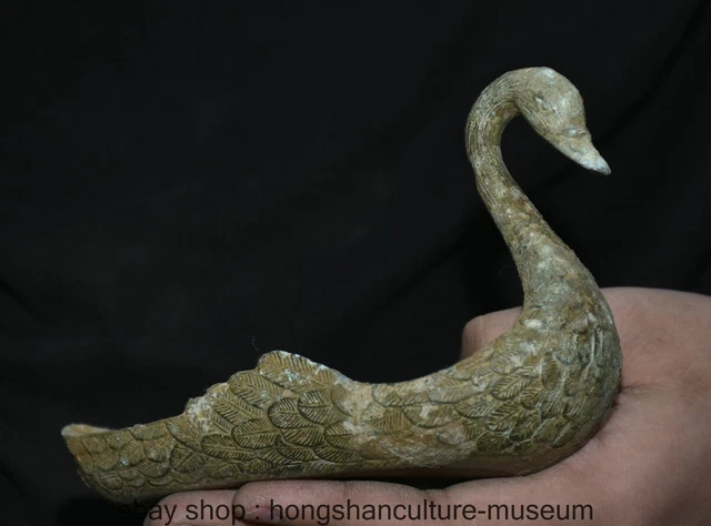 6 " Old Chinese Bronze ware Dynasty Animal Goose Candlestick Statue 3