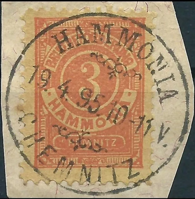 CHEMNITZ Privatpost HAMMONIA 1892 Mi.A.41b gestempelt o.Gummierung (#35820-5)