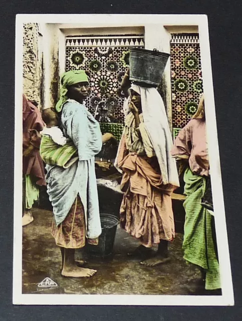 Cpa Postcard 1933 Colony France Morocco Africa Arab Women At The Fountain