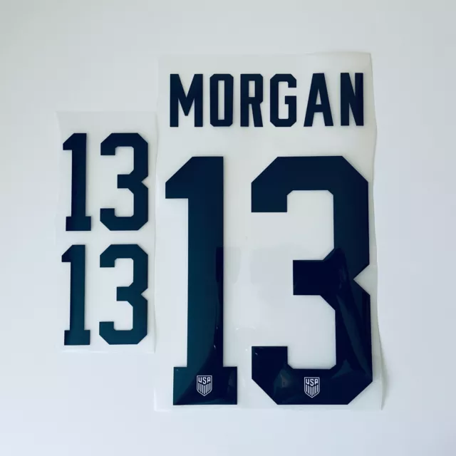 Alex Morgan USA Soccer Jersey 13 lettering FIFA World Cup USWNT blue home