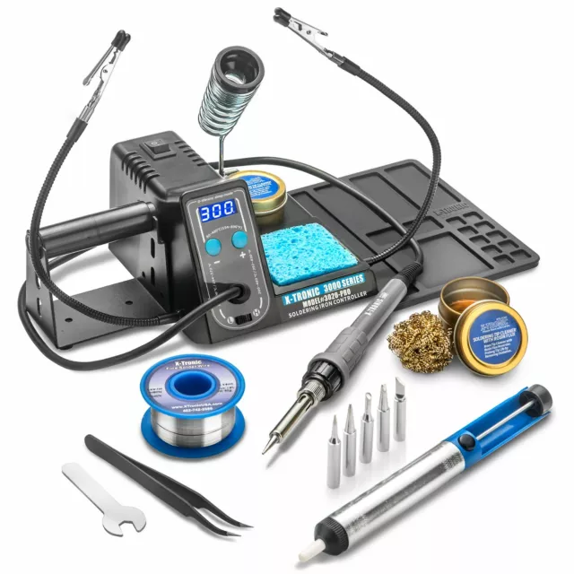 X-Tronic 3020-PRO 75 Watt Dual Temp Range Soldering Iron Station Kit Plus More!