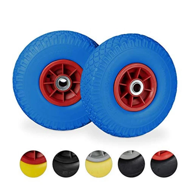 Relaxdays, Blu-Rosso 2X Ruote per Carriola, in Gomma Antipanne, 3.00-4", ASSE 20