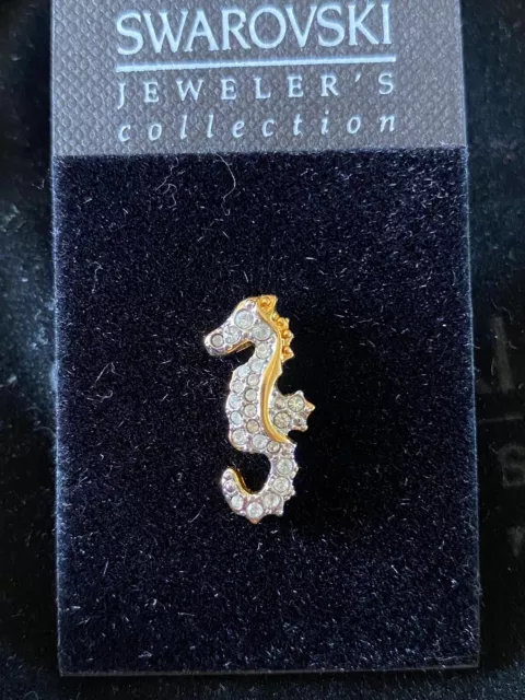 Swarovski Genuine Seahorse Crystal Brooch Tie Pin with gift bag and box