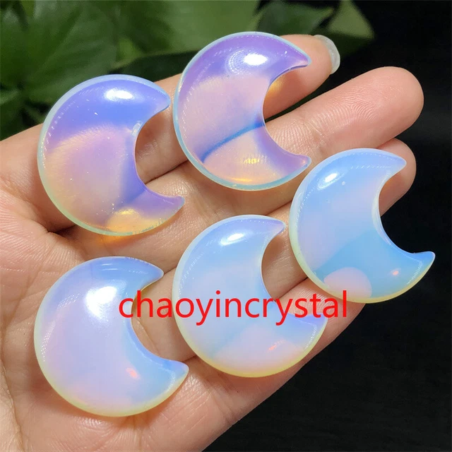 5pcs Opalite moon quartz crystal crescent skull pendant gem reiki healing 1"