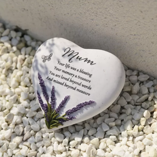 Pietra cuore lavanda mamma tomba pensieri di te | targa commemorativa | ornamento