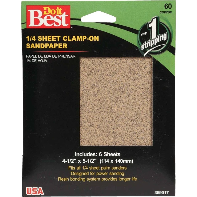 Hoja de lijado eléctrico Do it Best 60 grano 1/4 hoja (paquete de 6) paquete 359017GA de 100