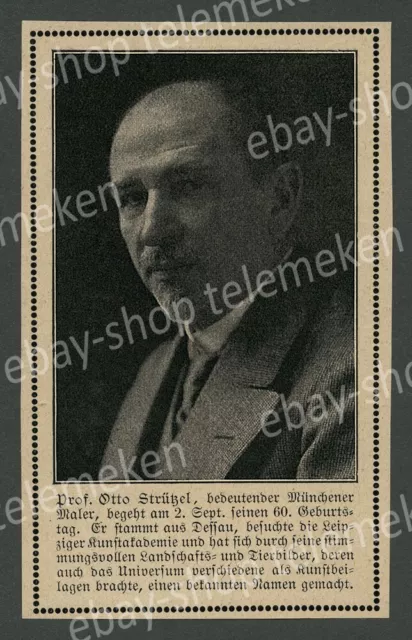 Fotoporträt Otto Strützel 60. Geb. Tiermaler Malerei AdBK München Schwabing 1915